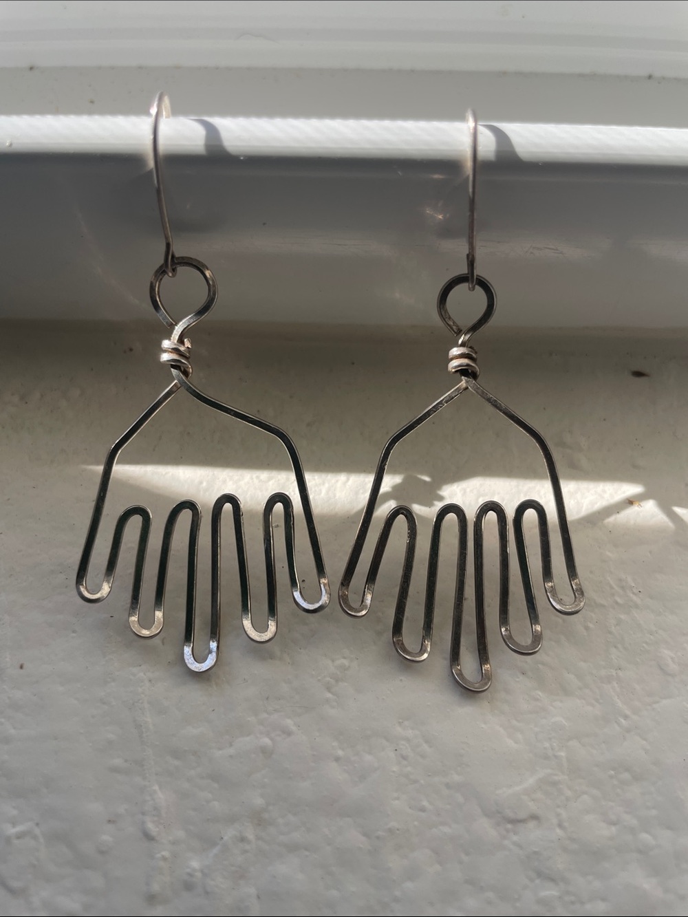 Sterling Silver Hand-Form Drop Earrings - Silver